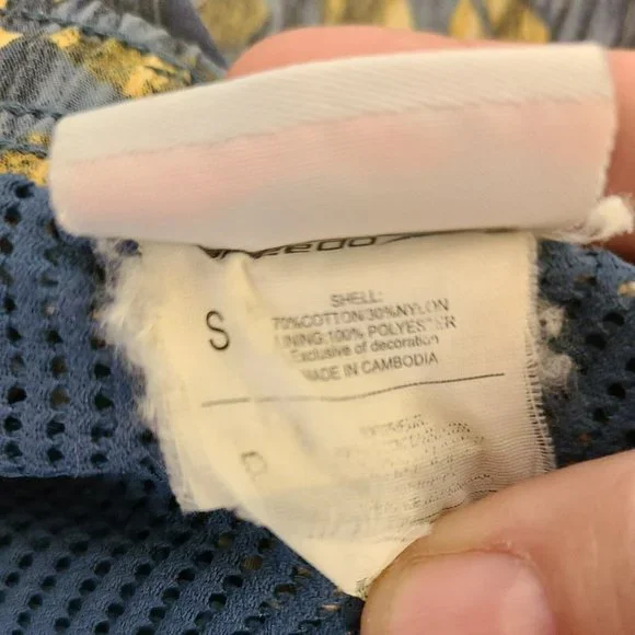 SPEEDO Men’s Sz SM Board Shorts Swim Trunks Blue Beige Flowers Hawaiian Hibiscus - Picture 7 of 11